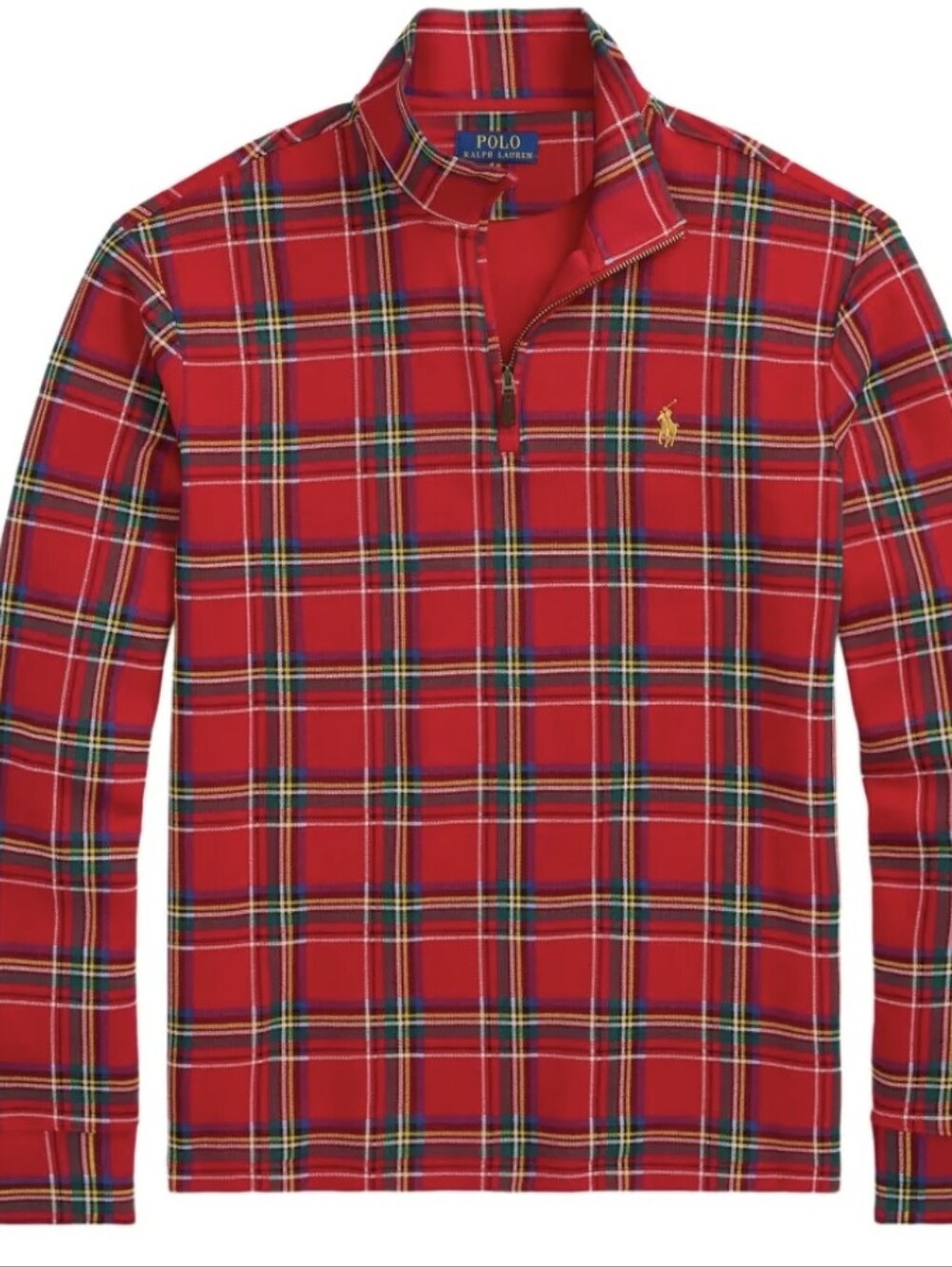 Polo by Ralph Lauren Red Tartan Half-Zip Sweatshirt